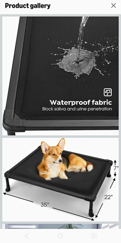 Black raised dog bed - raised,