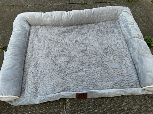 Grey plush dog bed mattress - dog,