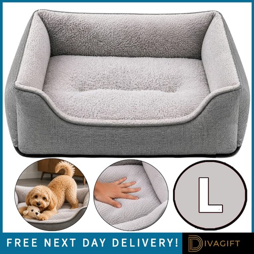 Large grey pet dog bed - large,