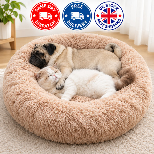 Soft plush dog bed round - dog,