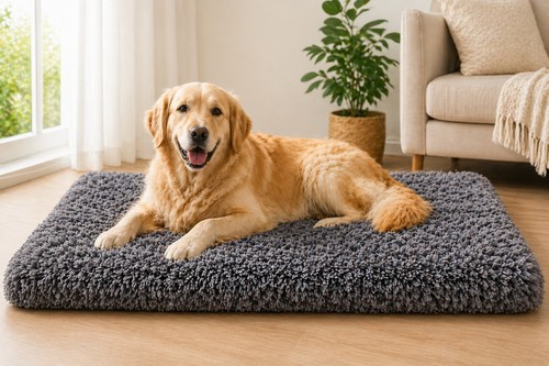 Large calming dog bed plush - large,